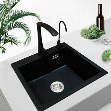 廚房潔具水槽 現代簡約人造石水槽ASD-8006圓形廚房家用小戶型單槽洗碗池洗菜盆,高硬度水槽